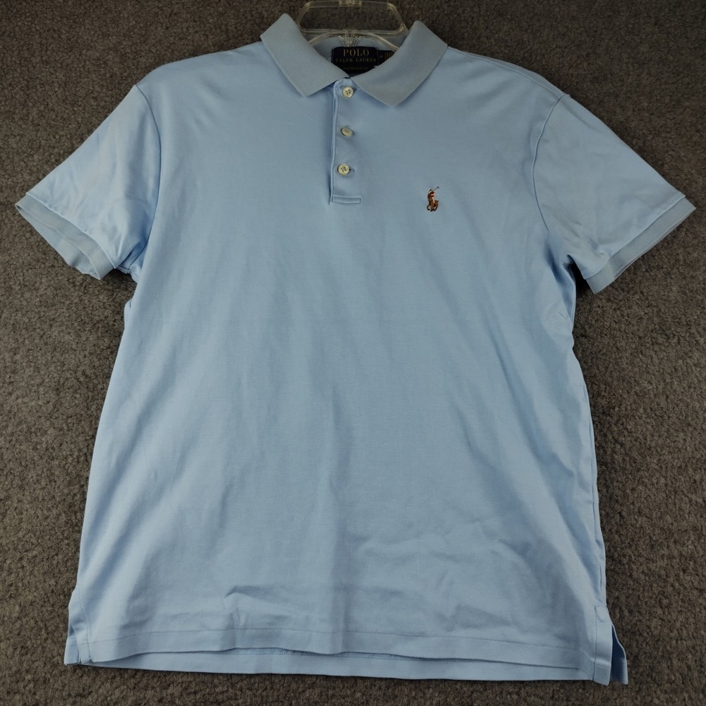 Polo Ralph Lauren Shirt Mens Size Medium Slim Fit Polo Light Blue Cotton